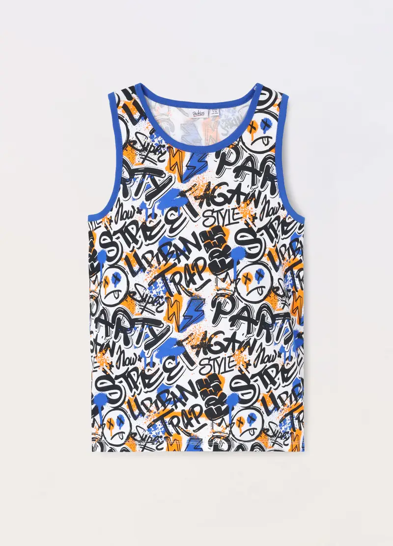 Blukids, Canotta In Jersey Di Puro Cotone Ragazzo, Bambino, Bianco, Taglia: 9-10