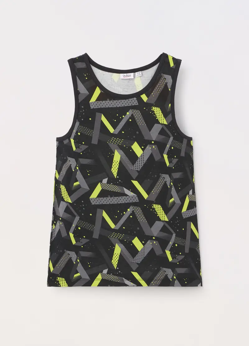 Blukids, Canotta In Jersey Di Puro Cotone Ragazzo, Bambino, Nero stampa 1, Taglia: 13-14