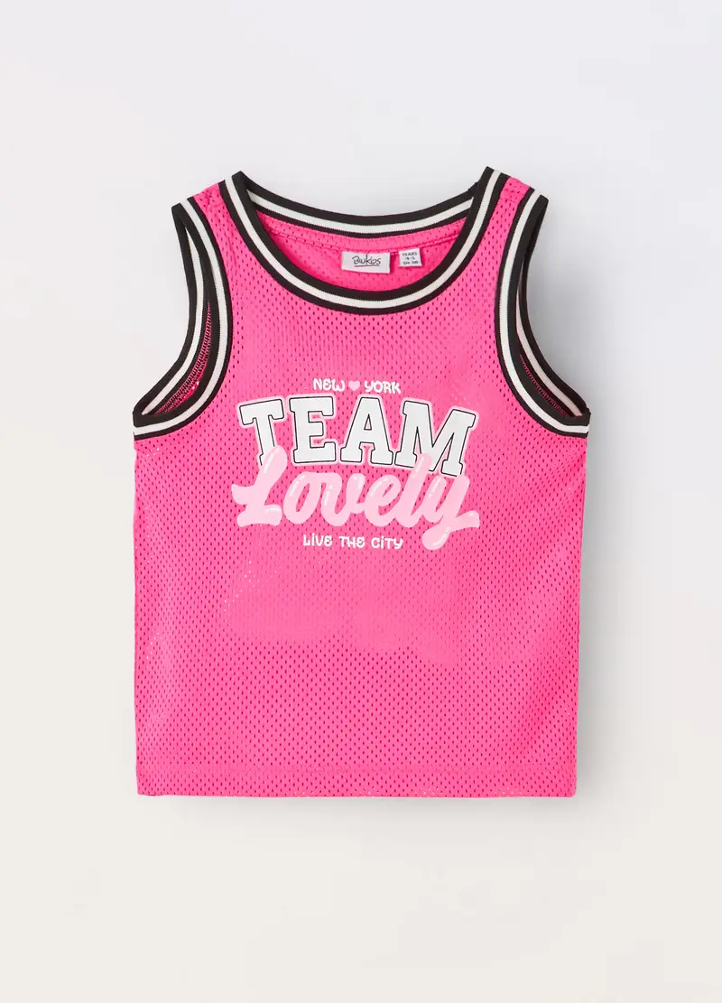 Blukids, Canotta In Tessuto Mesh Bambina, Rosa fluo, Taglia: 3-4