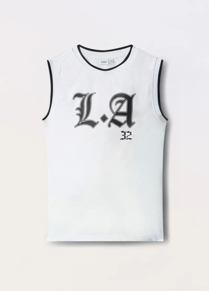 Blukids, Canotta In Tessuto Mesh Ragazzo, Bambino, Bianco, Taglia: 10-11