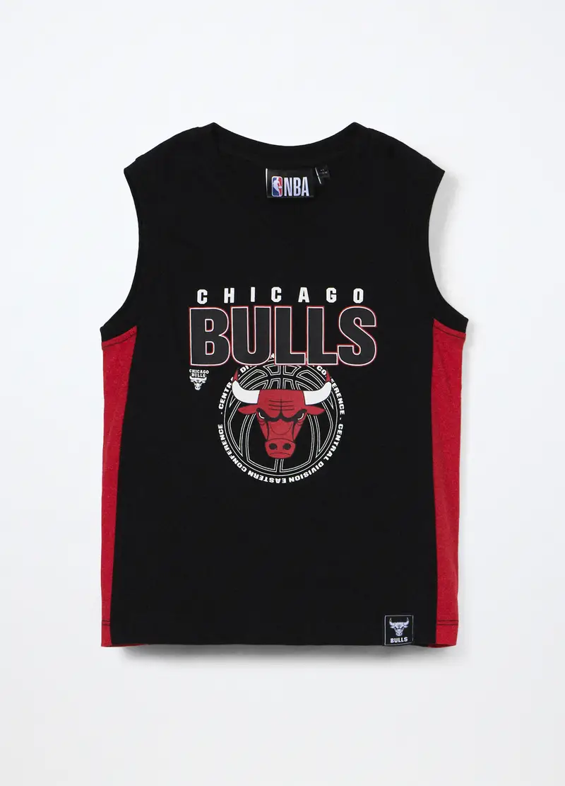 Canotta Nba In Jersey Di Puro Cotone Bambino, Nero stampa 1