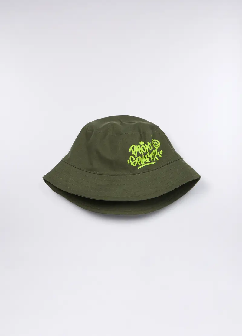 Cappello Alla Pescatora In Popeline Di Puro Cotone, Bambino, Verde oliva