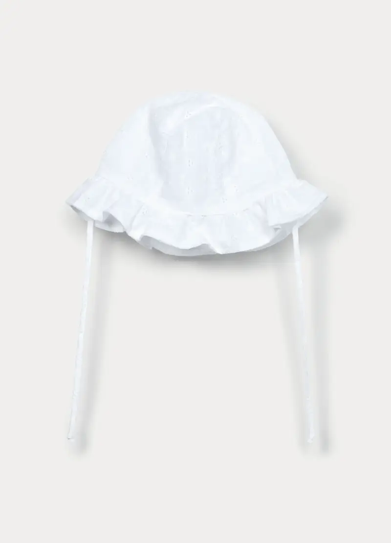 Cappello Alla Pescatora In Puro Cotone, Bambina, Bianco gesso miniatura 2