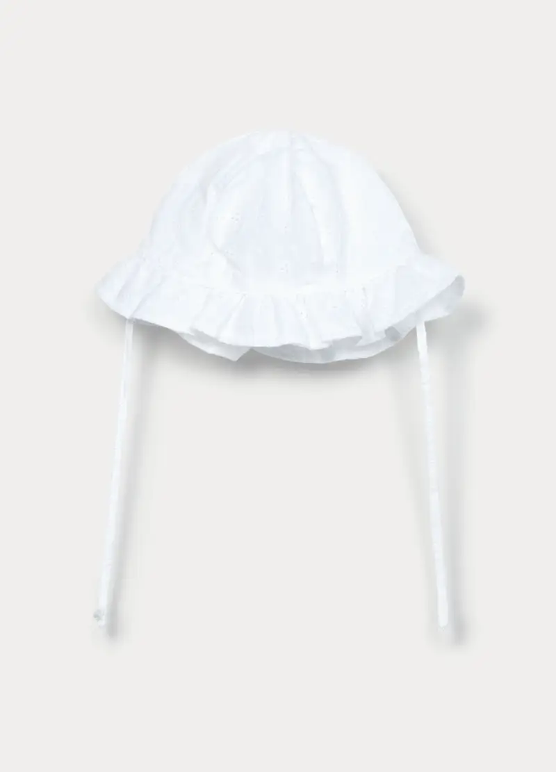 Cappello Alla Pescatora In Puro Cotone, Bambina, Bianco gesso