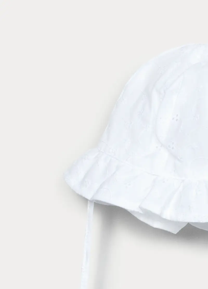 Cappello Alla Pescatora In Puro Cotone, Bambina, Bianco gesso miniatura 3
