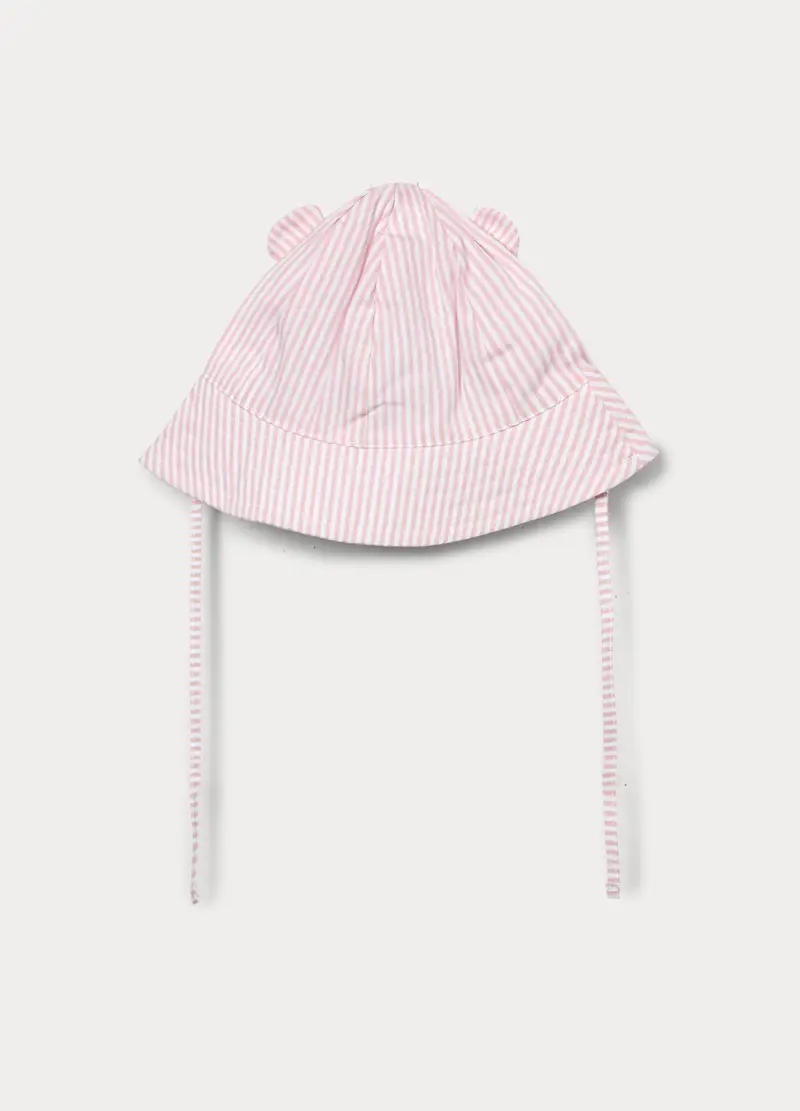 Cappello Alla Pescatora In Puro Cotone, Bambina, Bianco/Rosa miniatura 2
