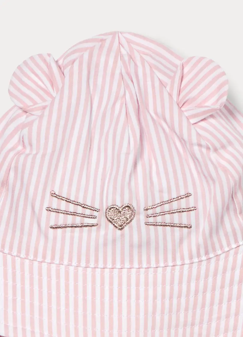 Cappello Alla Pescatora In Puro Cotone, Bambina, Bianco/Rosa miniatura 3