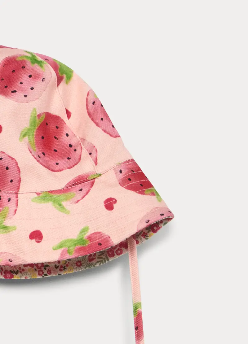 Cappello Alla Pescatora In Puro Cotone, Bambina, Rosa pastello miniatura 3