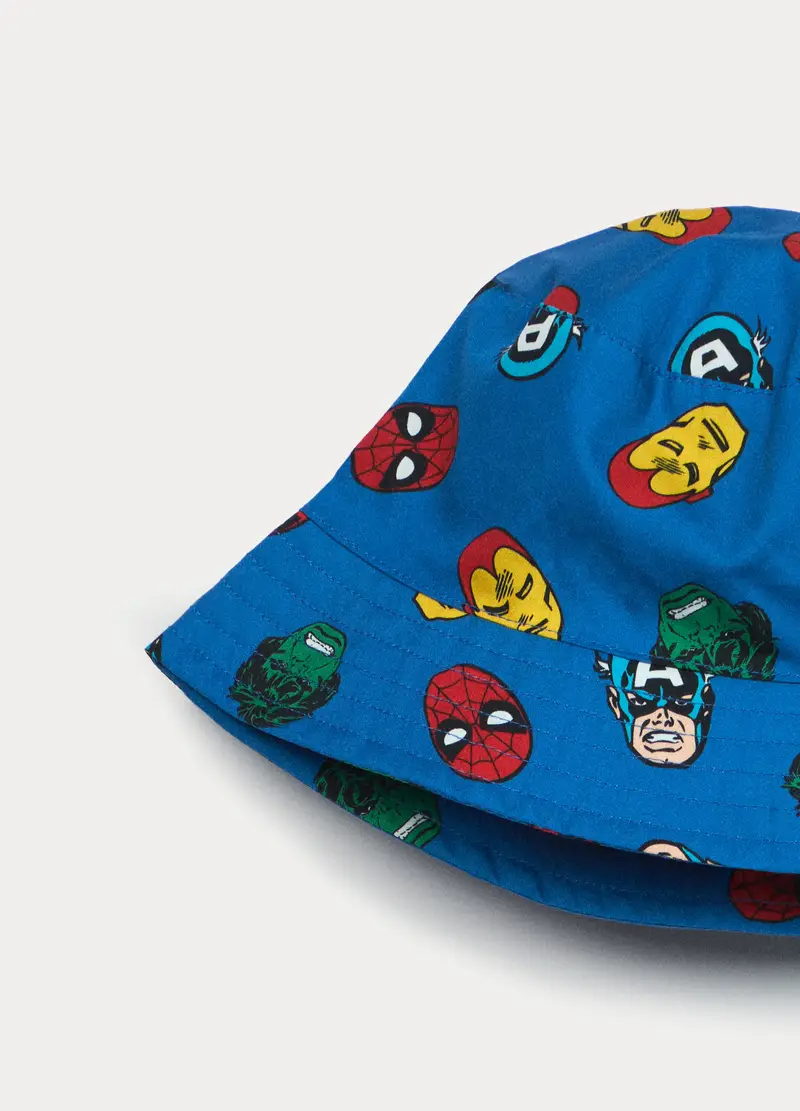 Cappello Alla Pescatora Marvel In Popeline Di Puro Cotone, Bambino, Blu Bluette miniatura 3