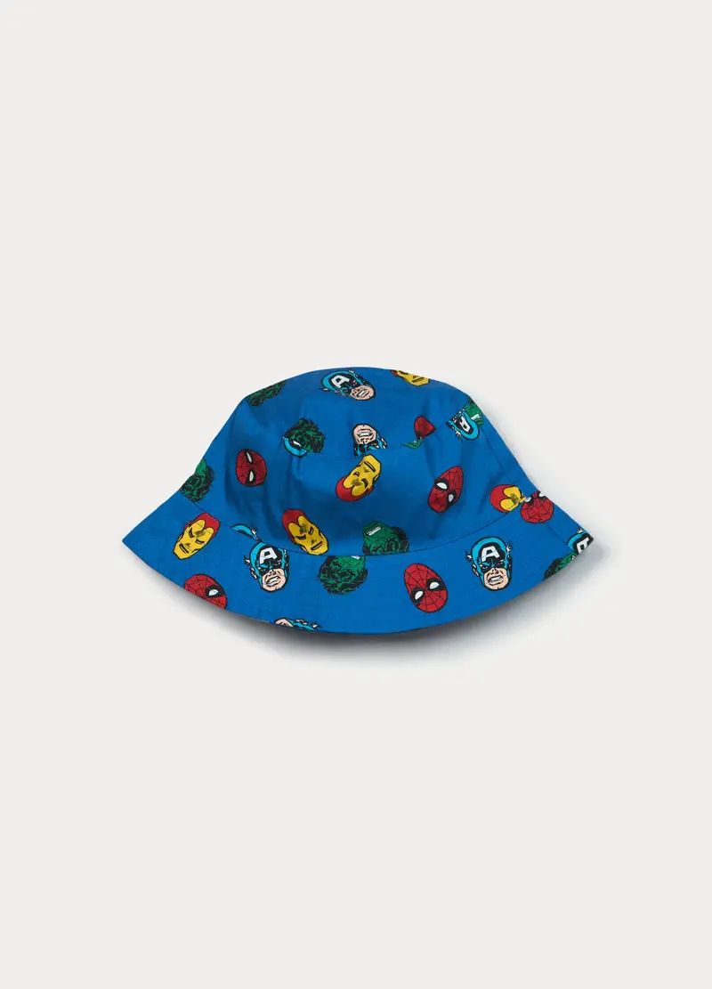 Cappello Alla Pescatora Marvel In Popeline Di Puro Cotone, Bambino, Blu Bluette