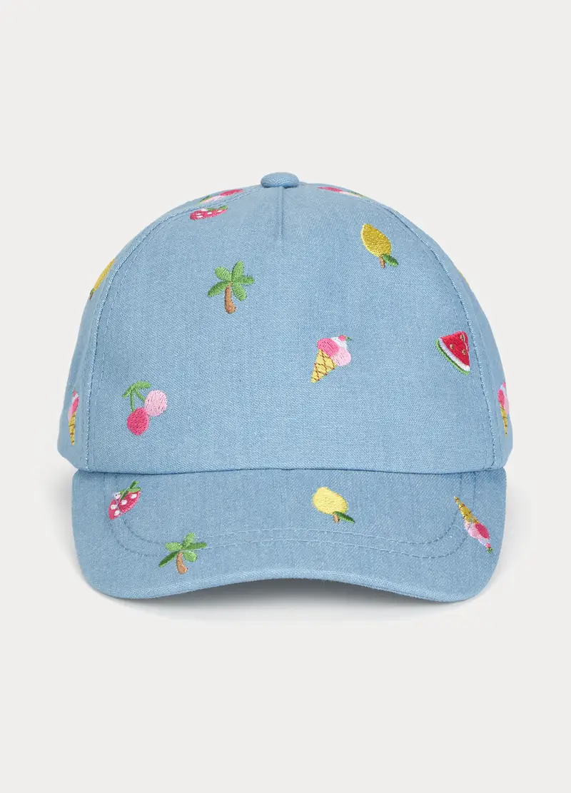 Cappello Da Baseball In Chambray, Bambina, Azzurro chiaro
