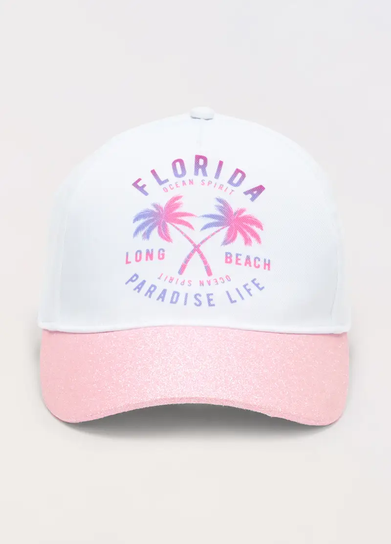 Cappello Da Baseball In Twill, Bambina, Bianco/Rosa