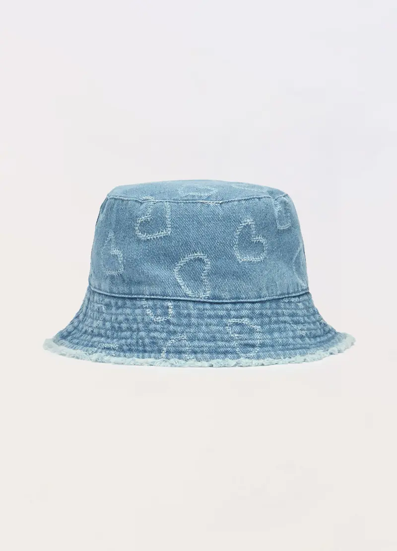 Cappello Da Pescatore In Denim Di Puro Cotone, Bambina, Blu denim miniatura 2