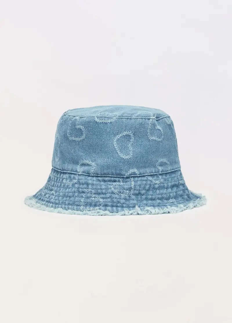 Cappello Da Pescatore In Denim Di Puro Cotone, Bambina, Blu denim