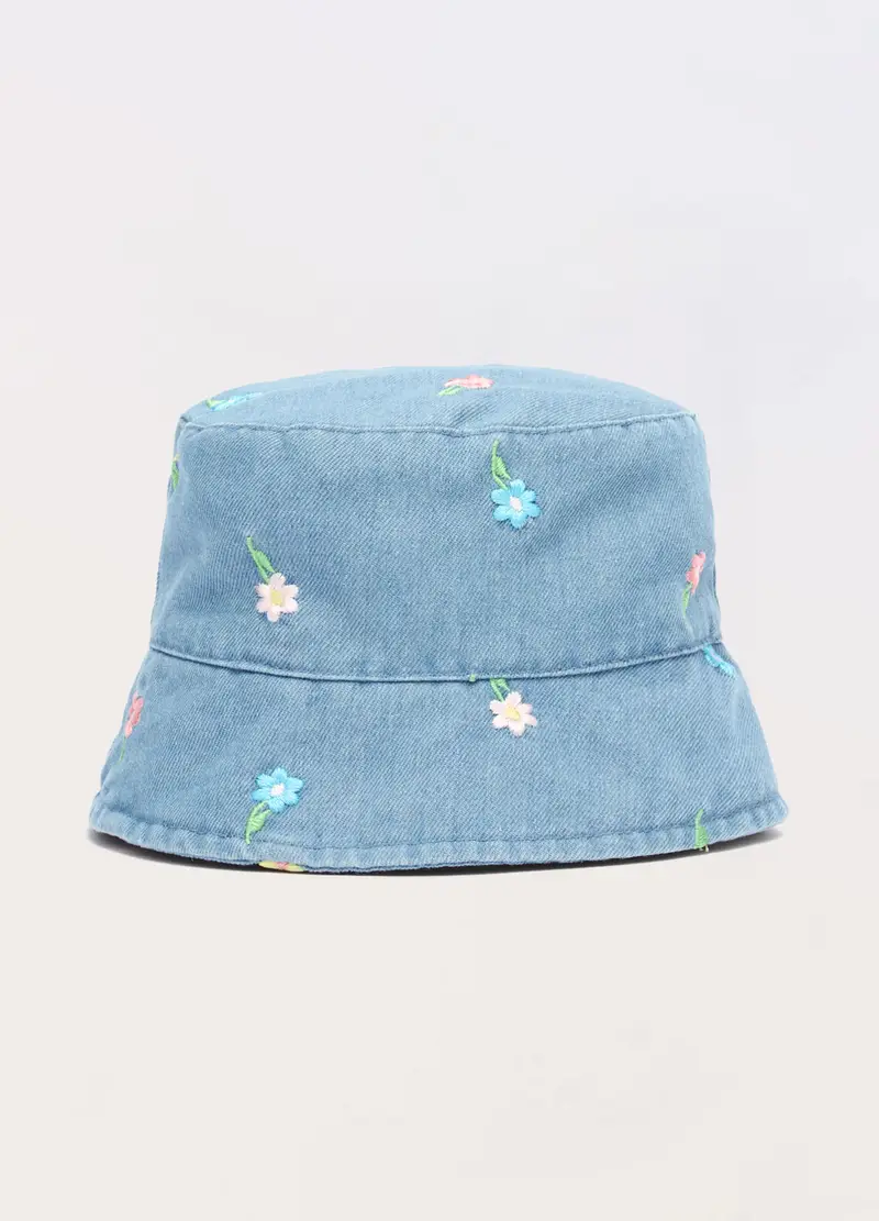 Cappello Da Pescatore In Denim Di Puro Cotone Neonata, Bambina, Azzurro chiaro