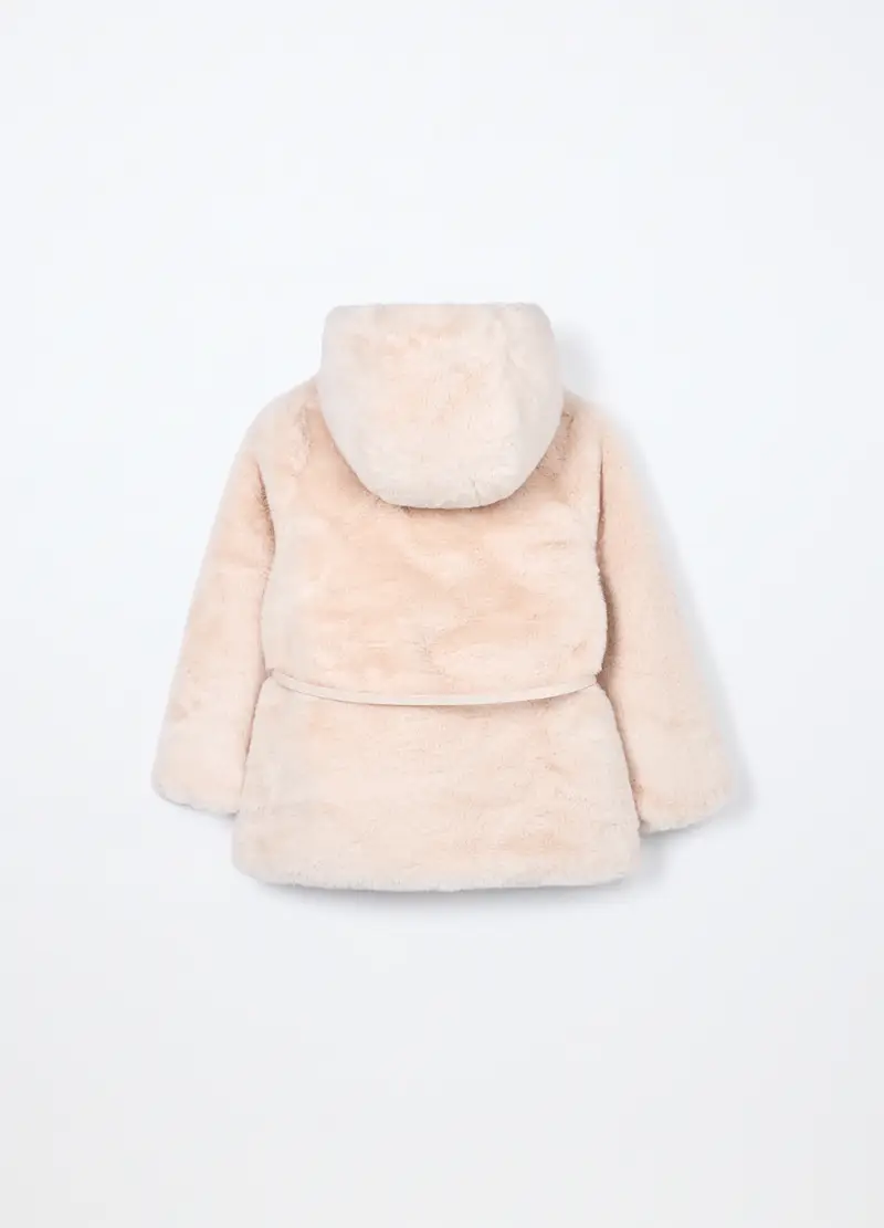 Cappotto In Eco Fur Bambina, Bianco panna miniatura 2