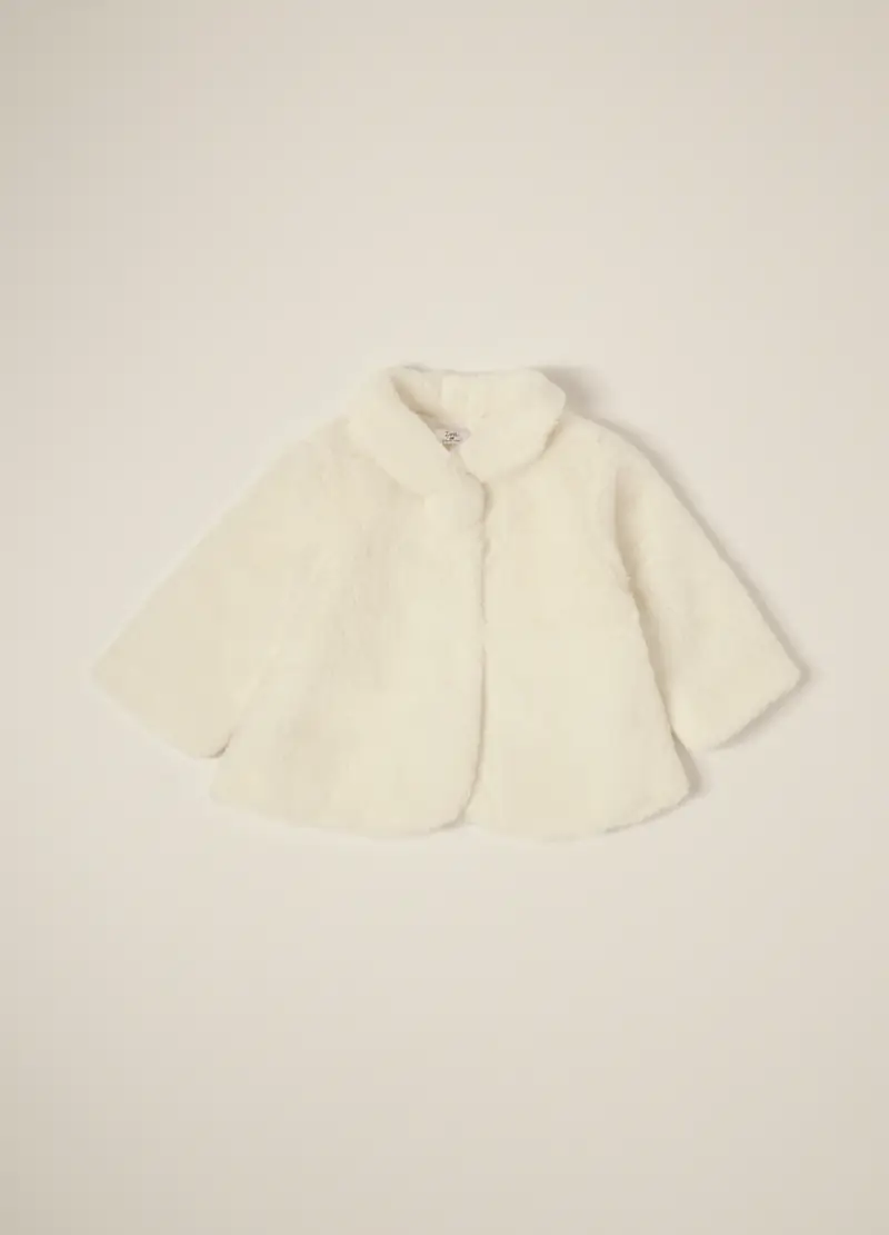 Cappotto In Eco Fur Iana Neonata, Bianco panna