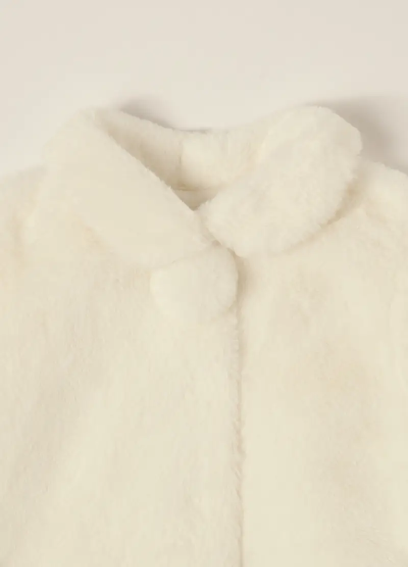 Cappotto In Eco Fur Iana Neonata, Bianco panna miniatura 3