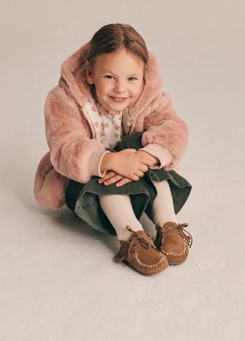 Cappotto In Eco Fur Iana Neonata, Rosa scuro