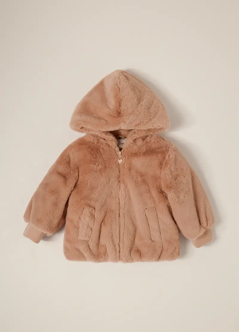 Cappotto In Eco Fur Iana Neonata, Rosa scuro miniatura 2