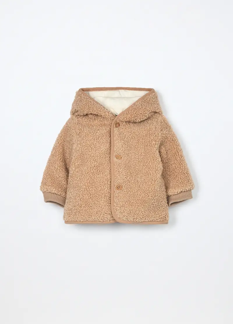 Cappotto In Eco Fur Neonata, Unisex, Marrone chiaro