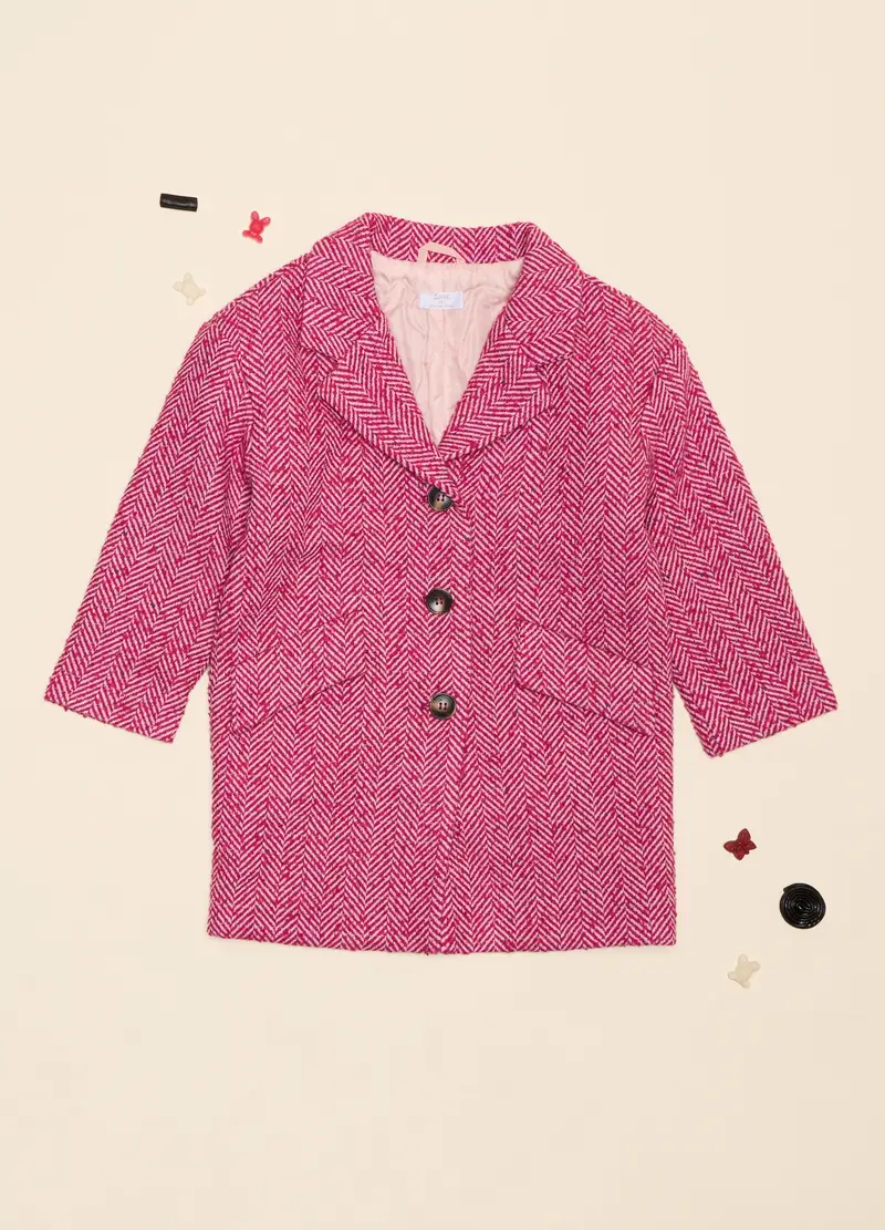 Cappotto Misto Lana, Bambina, Rosa scuro