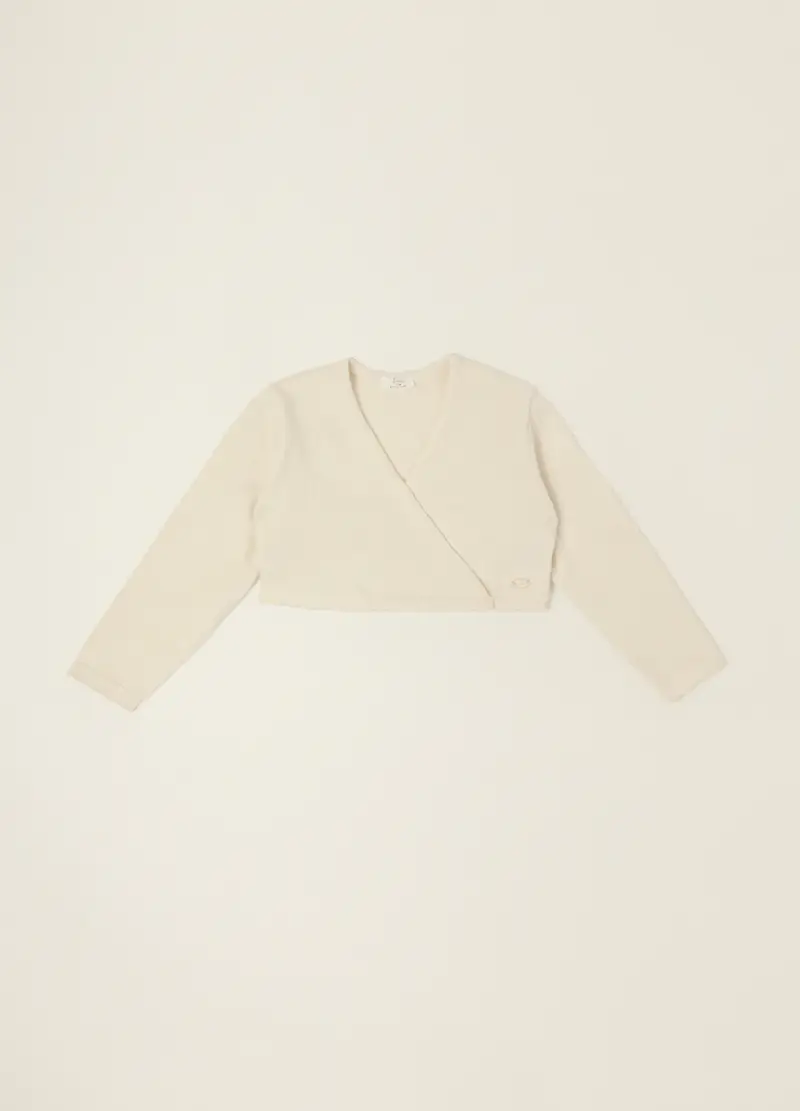 Cardigan Bianco In Puro Cotone, Neonata, Beige