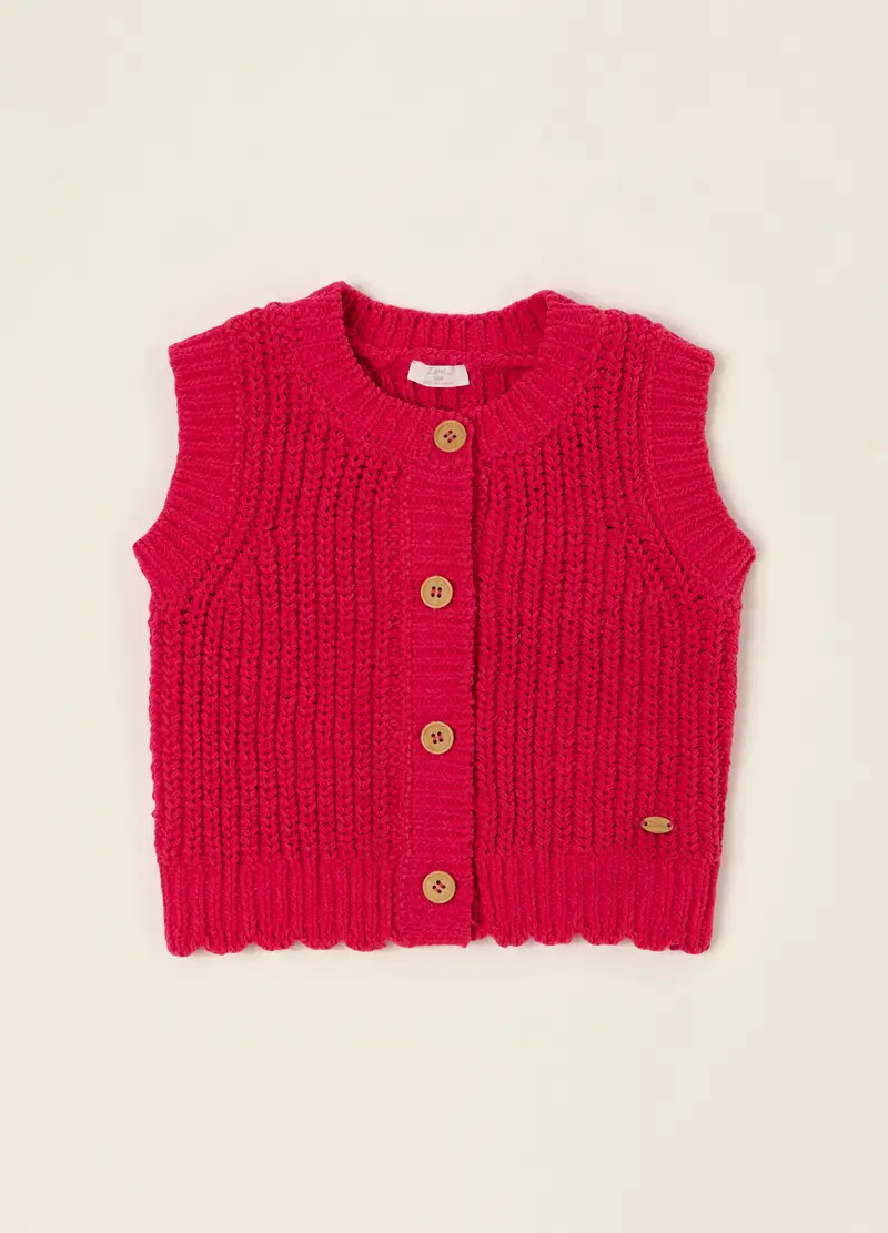 Cardigan Rosso In Maglia Per Neonata, Arancione