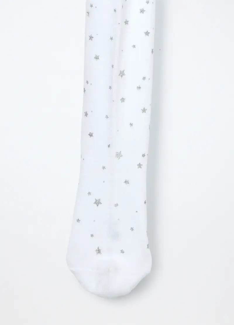 Collant In Cotone Stretch Bambina, Bianco miniatura 2