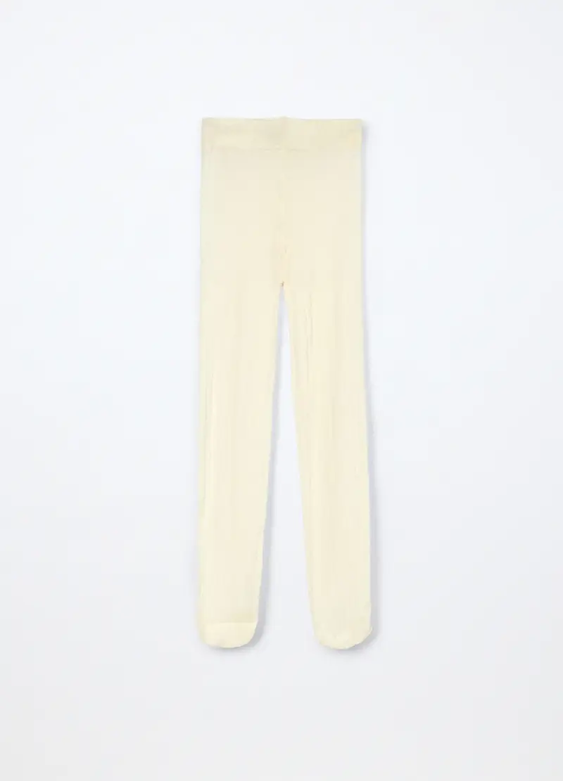 Collant In Microfibra Made In Italy Bambina, Bianco panna