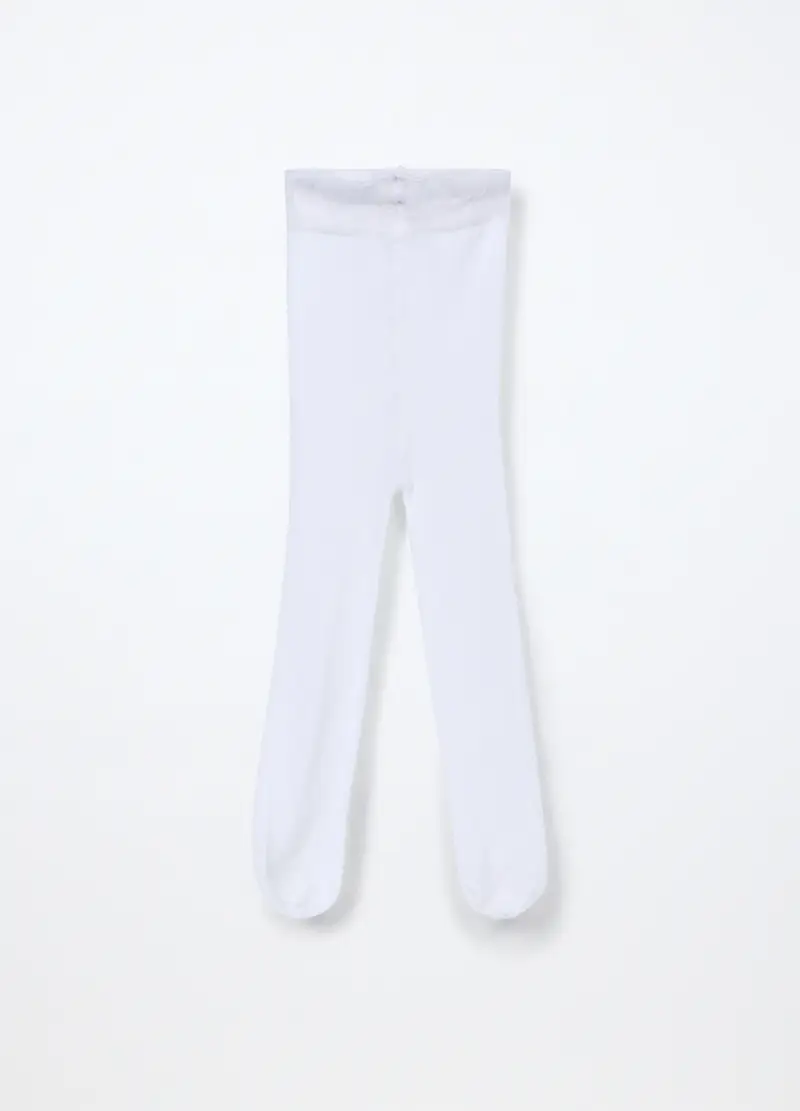 Collant In Tessuto Stretch Made In Italy, Bambina, Bianco gesso