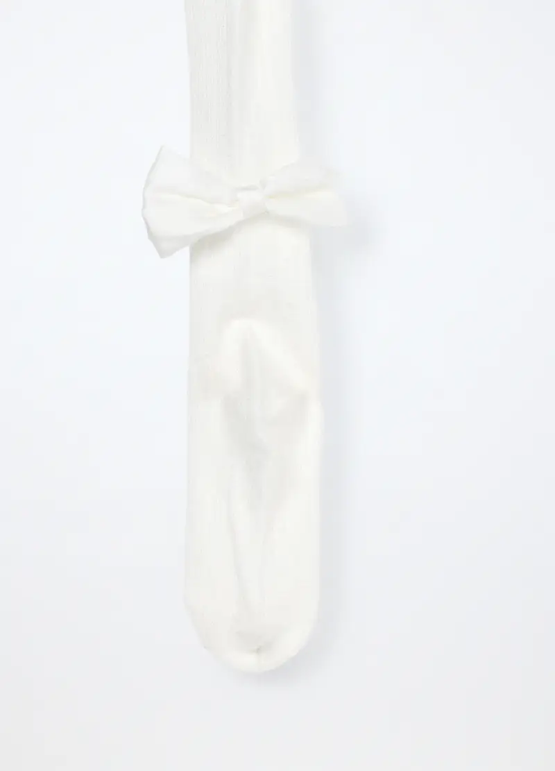 Collant In Viscosa Di Bamboo Stretch Bambina, Bianco panna miniatura 2