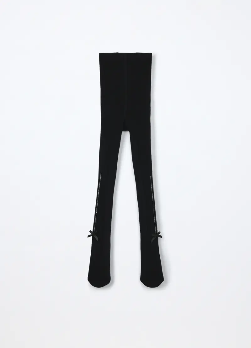 Collant In Viscosa Di Bamboo Stretch Bambina, Nero