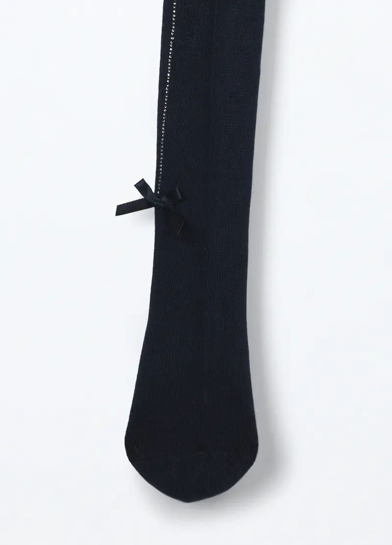 Collant In Viscosa Di Bamboo Stretch Bambina, Nero miniatura 2