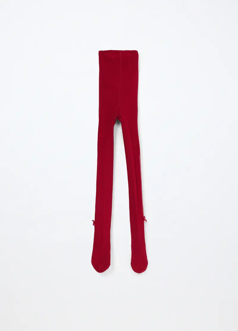 Collant In Viscosa Di Bamboo Stretch Bambina, Rosso aragosta