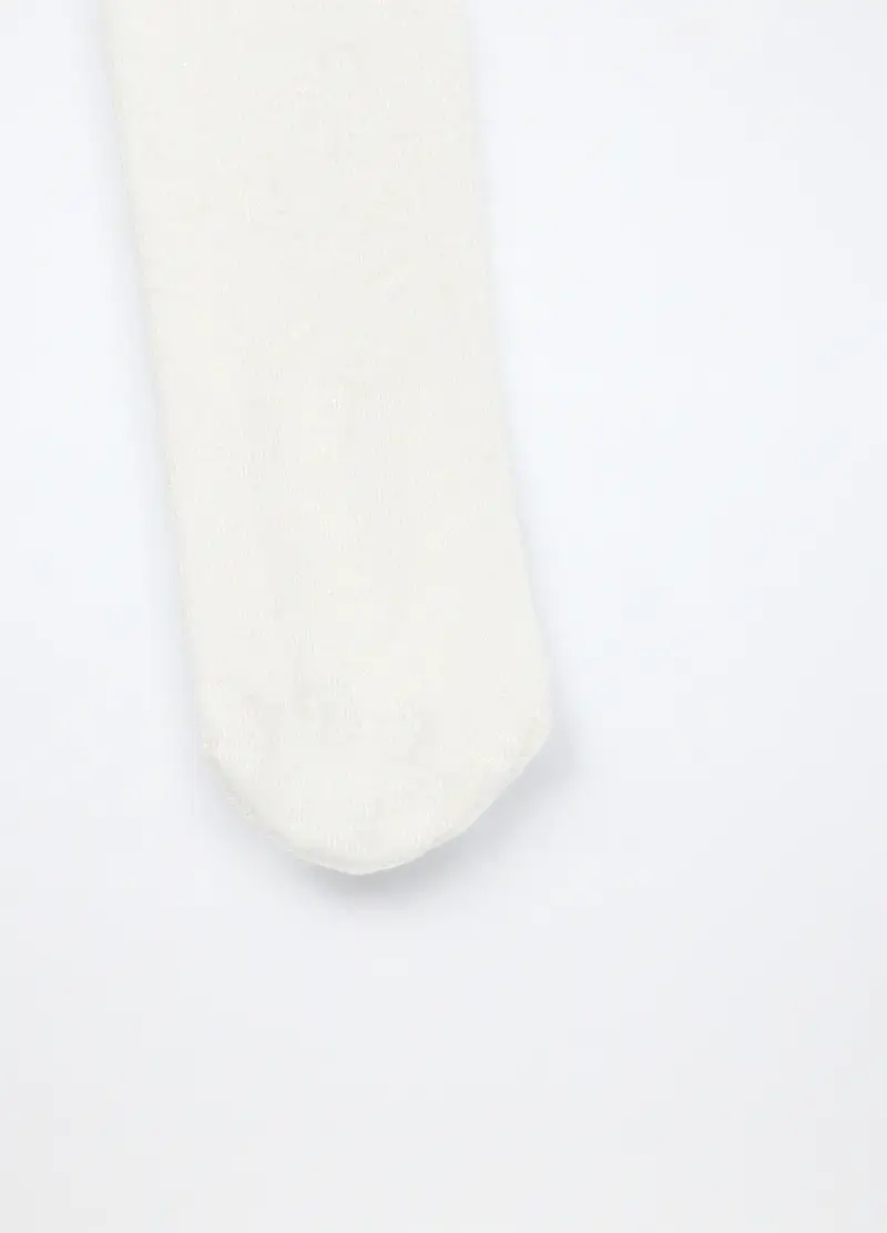 Collant Misto Cashmere Made In Italy, Bambina, Bianco panna miniatura 2