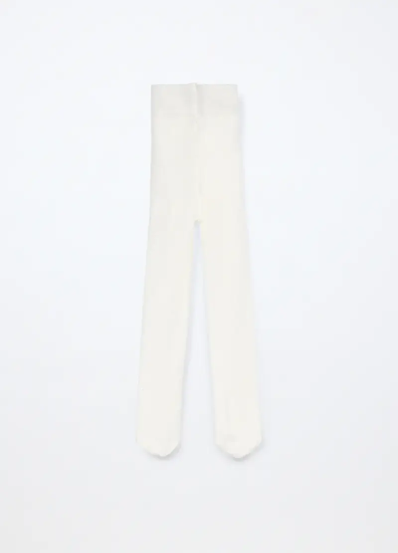 Collant Misto Cashmere Made In Italy, Bambina, Bianco panna