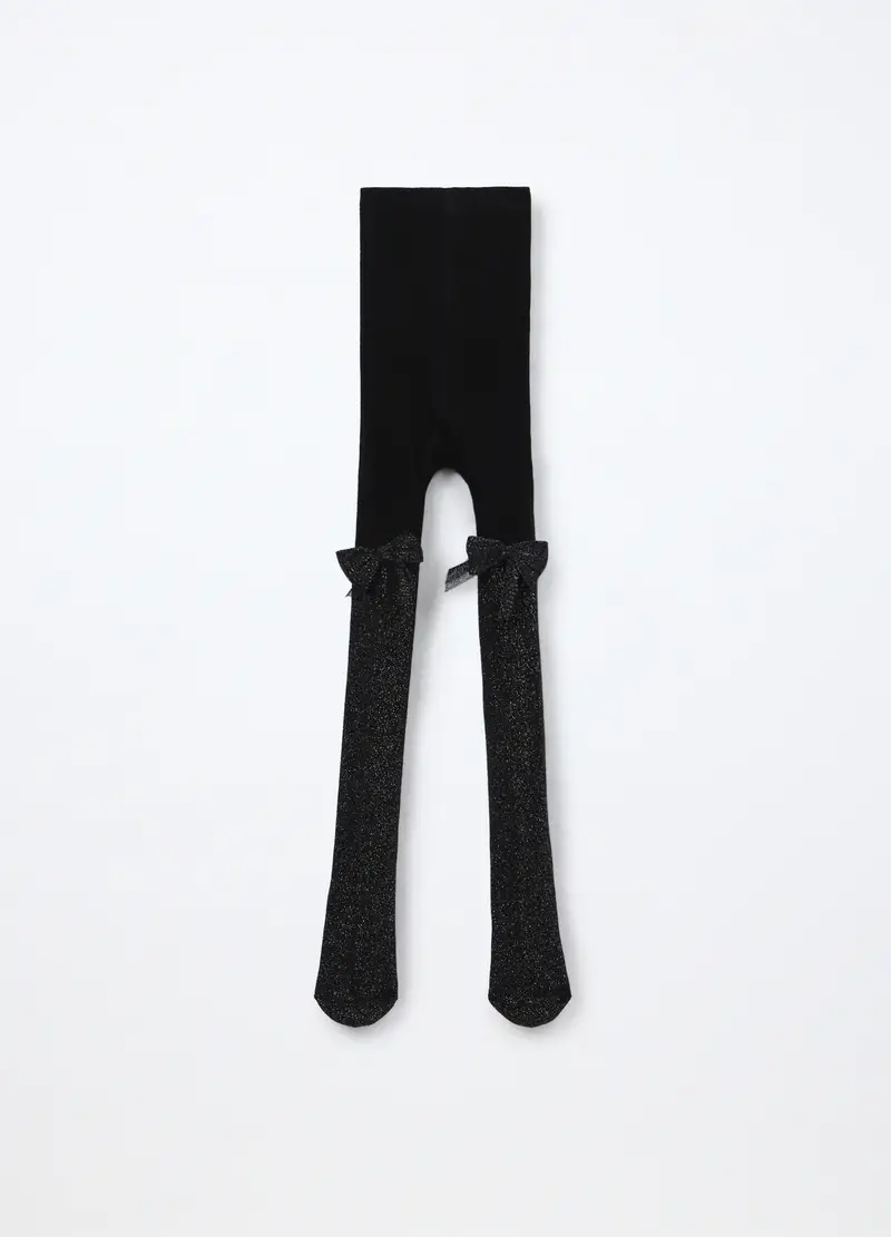 Collant Misto Cotone Bambina, Nero