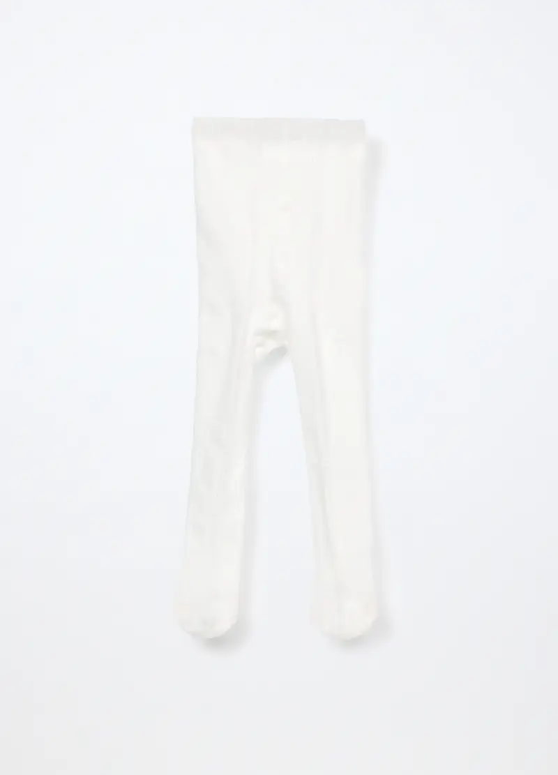 Collant Misto Cotone Jacquard Neonata, Bianco gesso