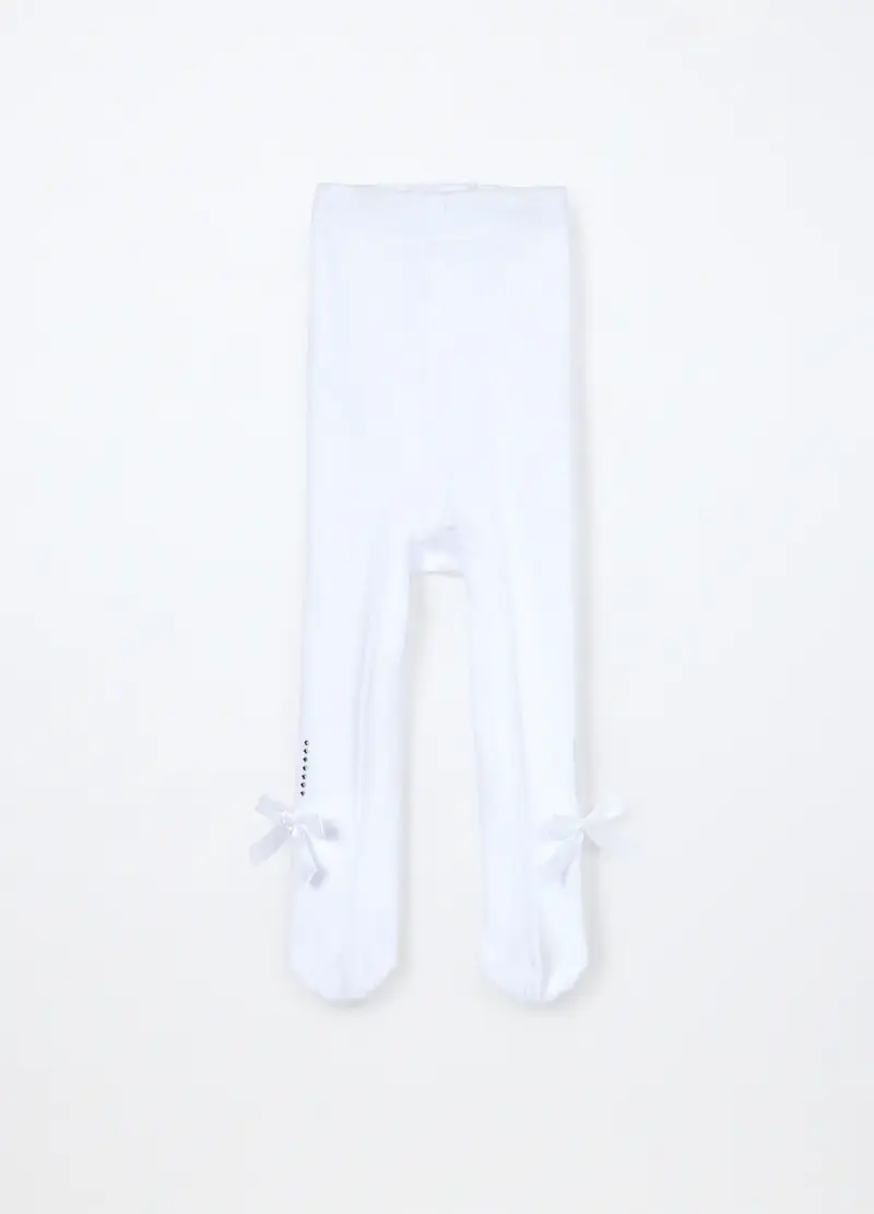 Collant Misto Cotone Neonata, Bianco gesso