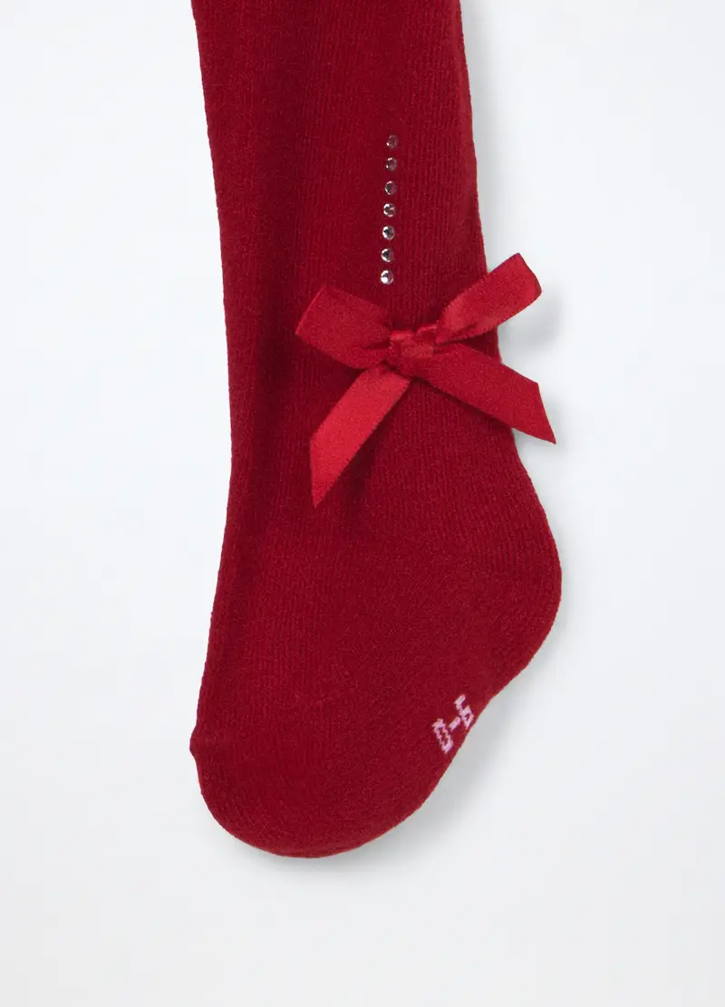 Collant Misto Cotone Neonata, Rosso ciliegia miniatura 2