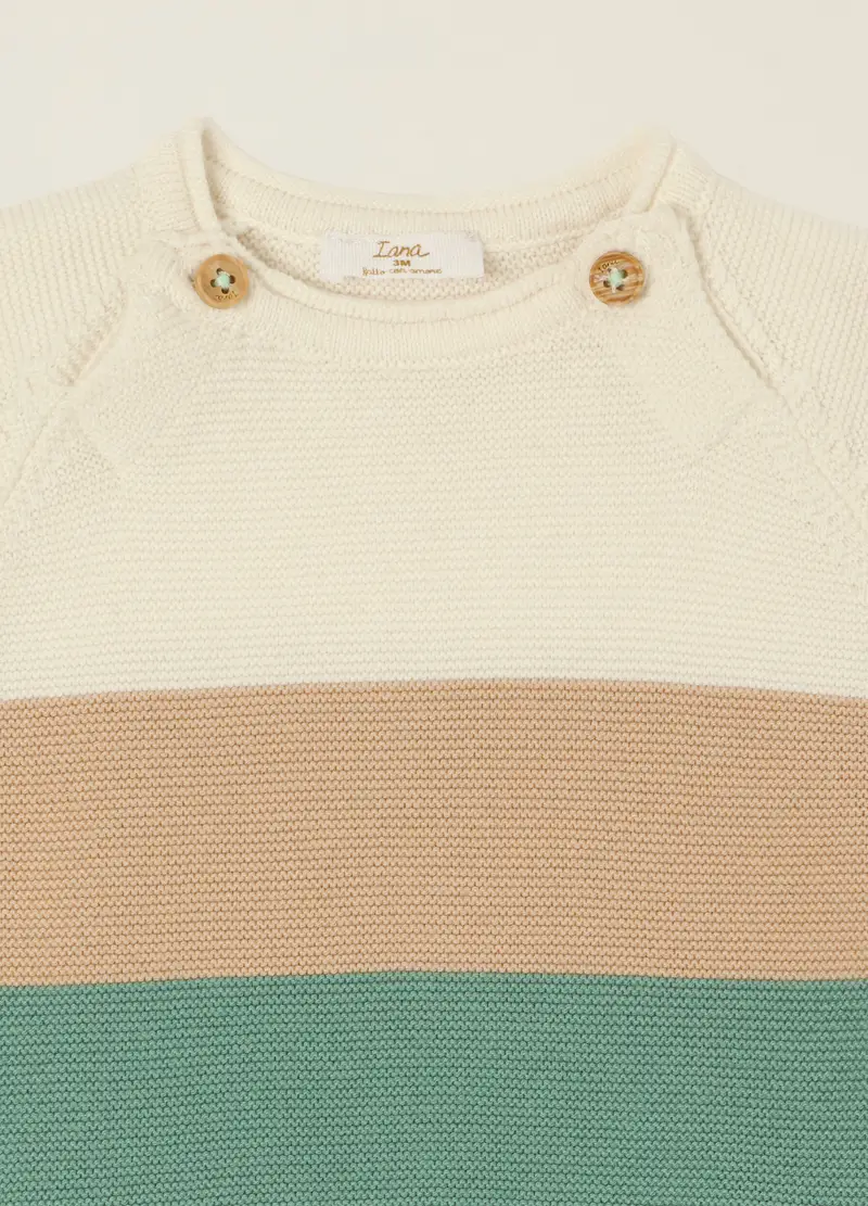 Completo Multicolor In Puro Cotone, Neonato, Beige/Verde miniatura 3