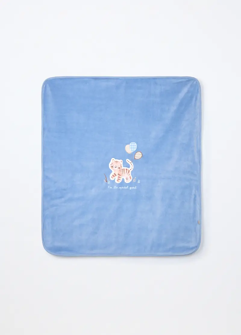 Coperta Velour Imbottita Misto Cotone, Neonato, Azzurro cielo, .U miniatura 2
