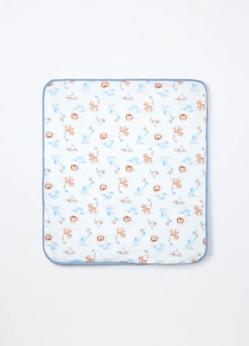 Coperta Velour Imbottita Misto Cotone, Neonato, Azzurro cielo, .U miniatura 3