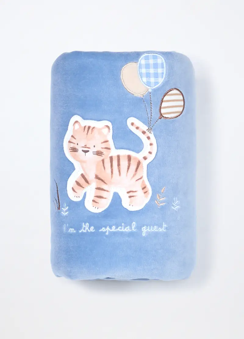 Coperta Velour Imbottita Misto Cotone, Neonato, Azzurro cielo, .U