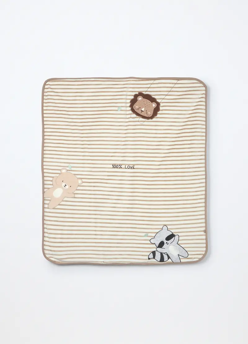 Coperta Velour Imbottita Misto Cotone, Neonato, Beige chiaro, .U miniatura 2