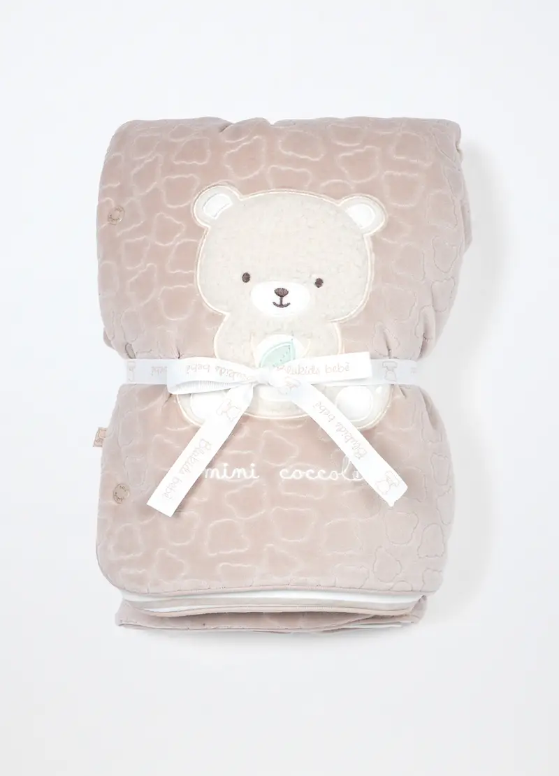 Coperta Velour Imbottita Misto Cotone, Unisex, Beige chiaro, .U