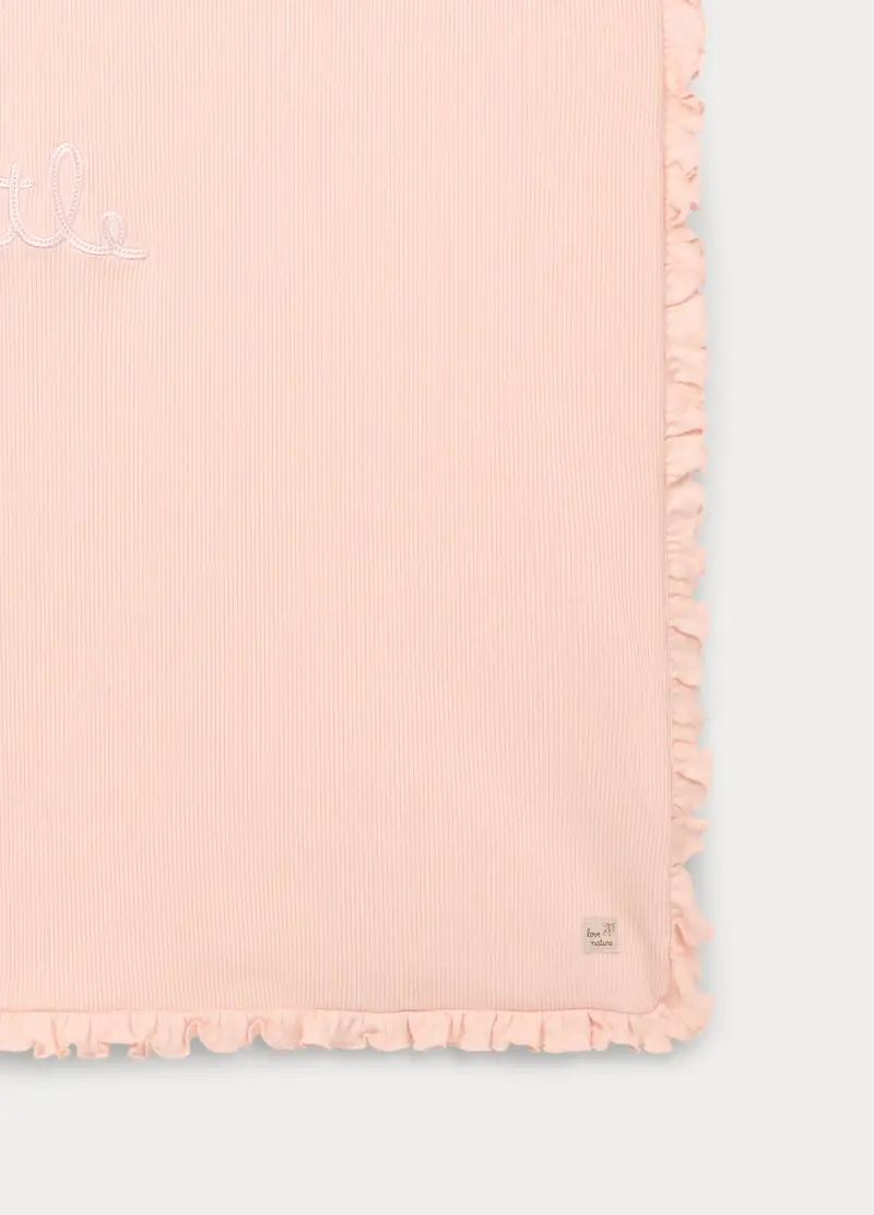 Copertina In Costina Di Cotone Stretch Neonata, Rosa pastello, U miniatura 3