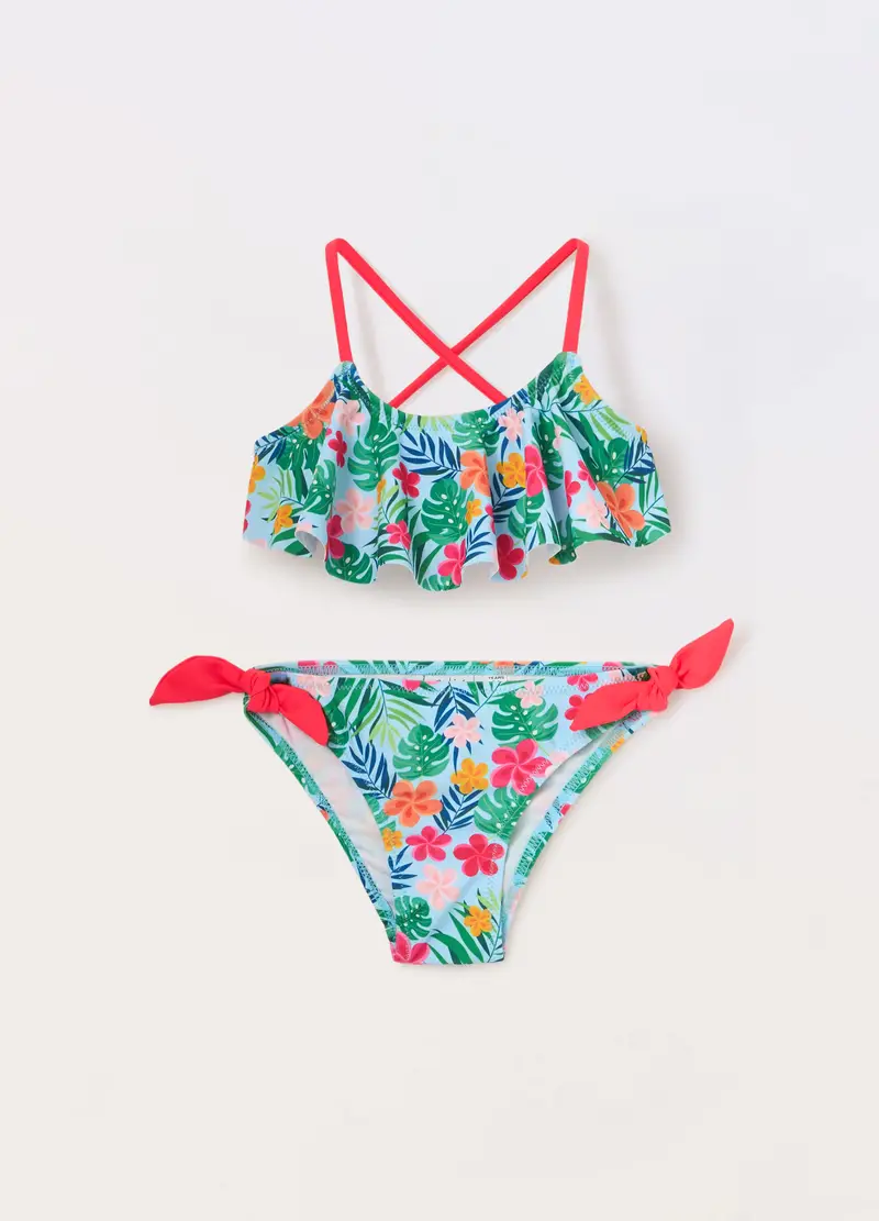 Blukids, Costume Bikini Con Stampa Bambina, Unisex, Verde chiaro, Taglia: 3-4