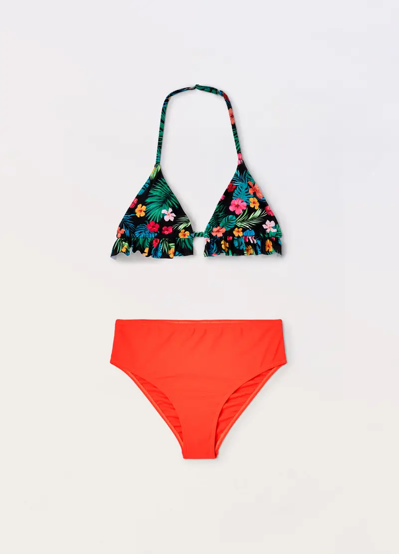 Blukids, Costume Bikini Ragazza, Unisex, Nero stampa 2, Taglia: 9-10